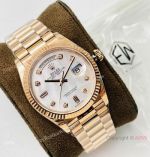 V2 Super Clone Rolex Rose Gold DayDate 40 3255 White MOP Rose Gold Bracelet with nfc card